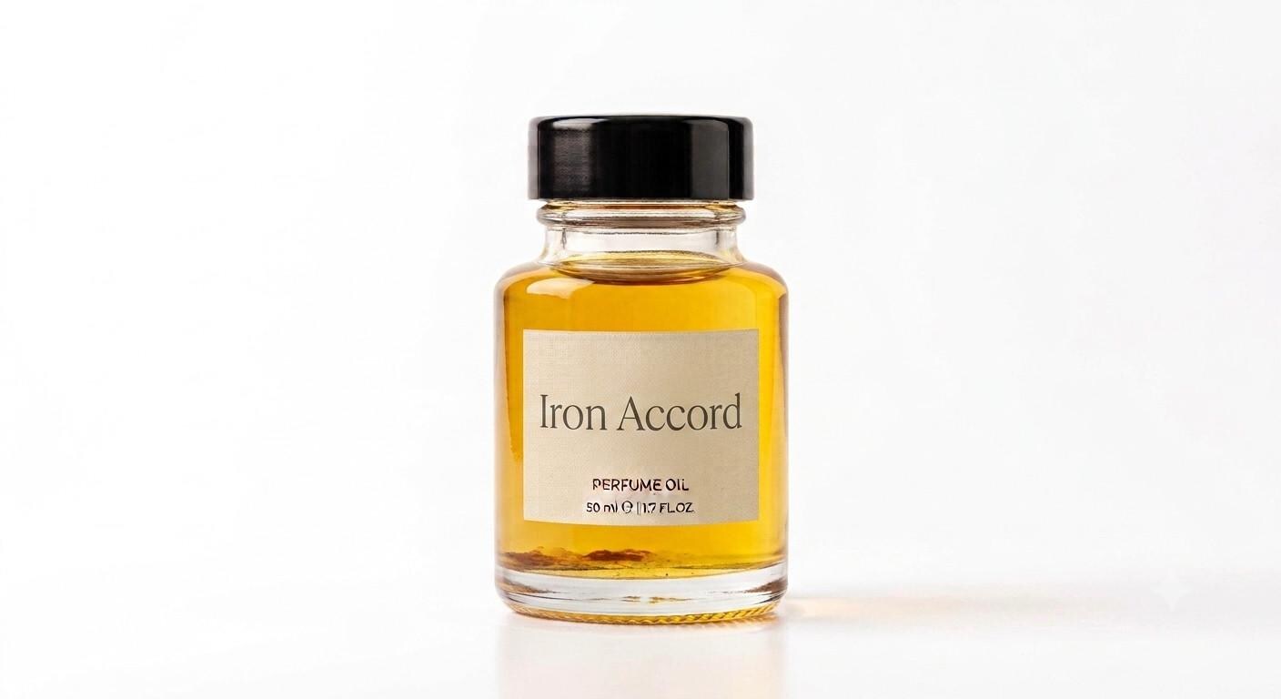 Iron Accord perfume oil concentrate in a glass bottle by Ambre Royale