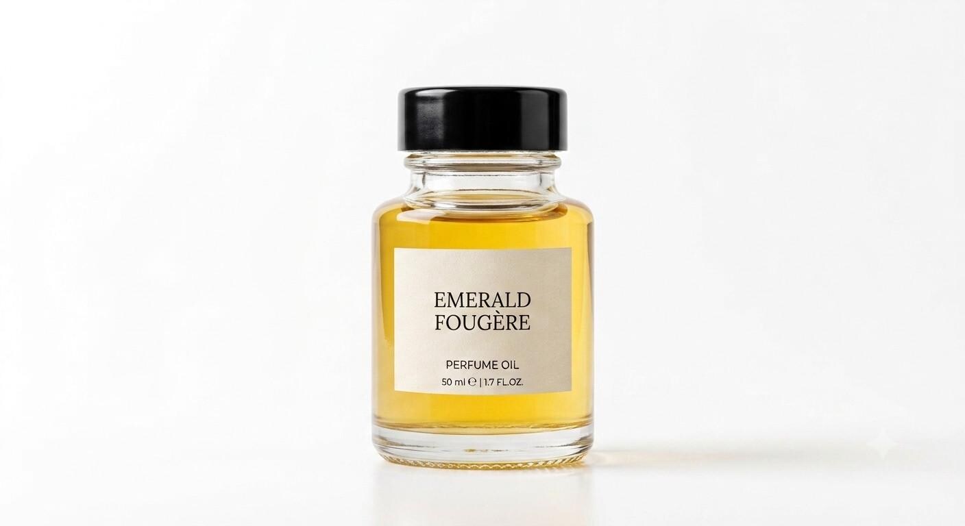 Emerald Fougère perfume oil concentrate in a glass bottle by Ambre Royale