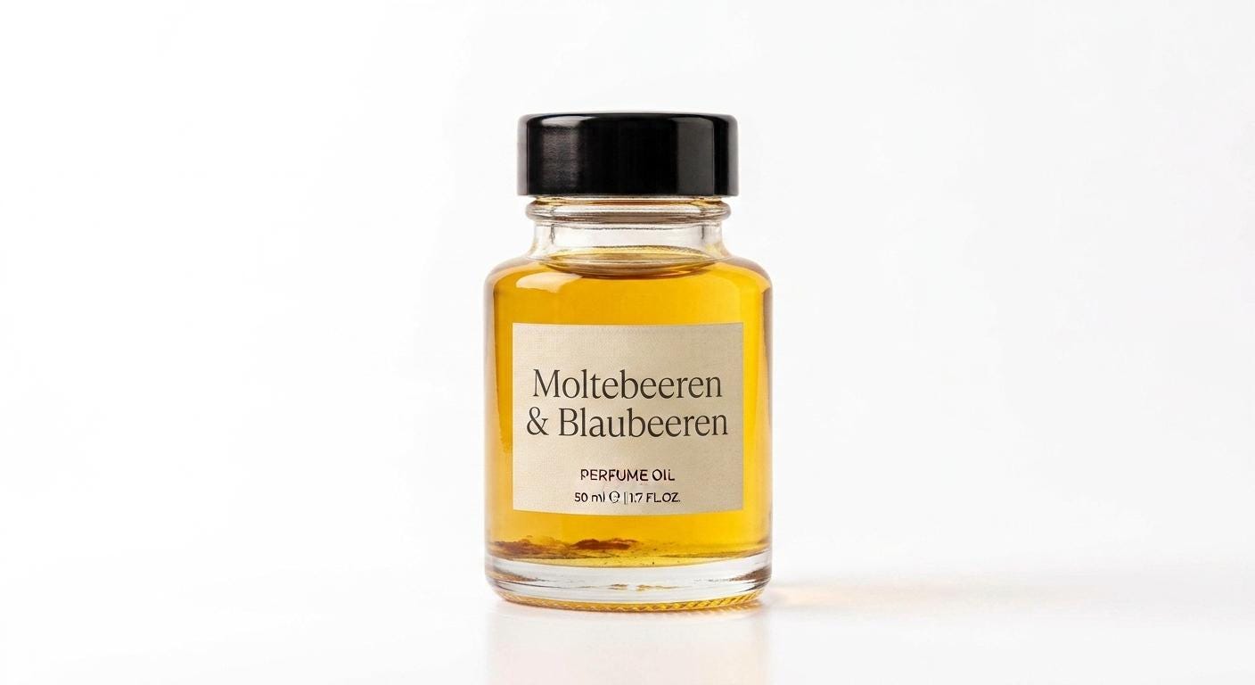 Moltebeeren und Blaubeeren perfume oil concentrate in a glass bottle by Ambre Royale
